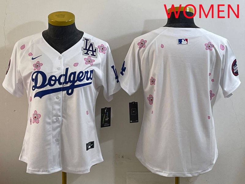 Women Los Angeles Dodgers Blank White Sakura Edition 2025 Nike MLB Jersey style 4